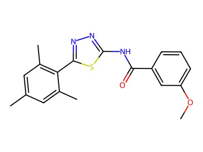 N-(5-mesityl-1,3,4-thiadiazol-2-yl)-3-methoxybenzamide structure