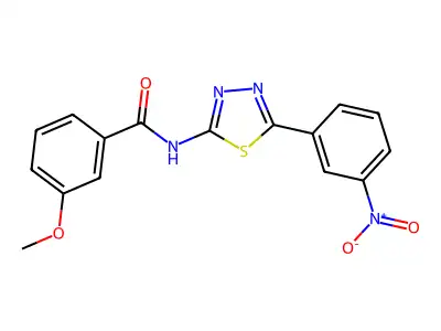 3-methoxy-N-[5-(3-nitrophenyl)-1,3,4-thiadiazol-2-yl]benzamide structure