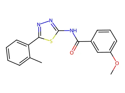 3-methoxy-N-[5-(2-methylphenyl)-1,3,4-thiadiazol-2-yl]benzamide structure