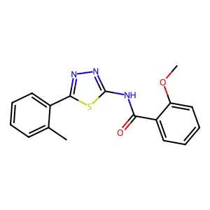 2-methoxy-N-[5-(2-methylphenyl)-1,3,4-thiadiazol-2-yl]benzamide structure