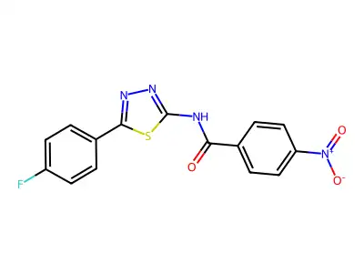 N-[5-(4-fluorophenyl)-1,3,4-thiadiazol-2-yl]-4-nitrobenzamide structure