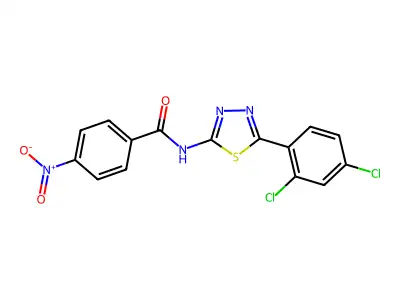 N-[5-(2,4-dichlorophenyl)-1,3,4-thiadiazol-2-yl]-4-nitrobenzamide structure