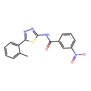 N-[5-(2-methylphenyl)-1,3,4-thiadiazol-2-yl]-3-nitrobenzamide structure