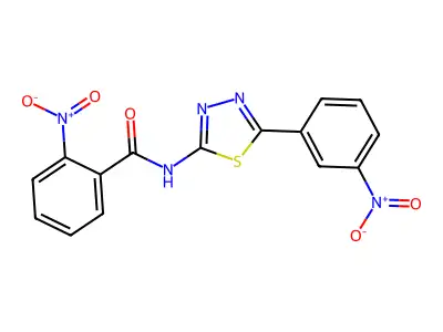 2-nitro-N-[5-(3-nitrophenyl)-1,3,4-thiadiazol-2-yl]benzamide structure