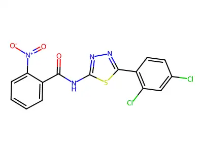 N-[5-(2,4-dichlorophenyl)-1,3,4-thiadiazol-2-yl]-2-nitrobenzamide structure