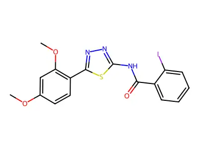 N-[5-(2,4-dimethoxyphenyl)-1,3,4-thiadiazol-2-yl]-2-iodobenzamide structure
