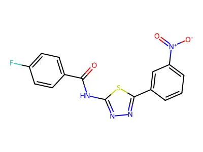 4-fluoro-N-[5-(3-nitrophenyl)-1,3,4-thiadiazol-2-yl]benzamide structure