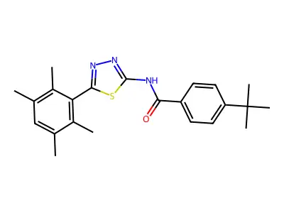 4-tert-butyl-N-[5-(2,3,5,6-tetramethylphenyl)-1,3,4-thiadiazol-2-yl]benzamide structure