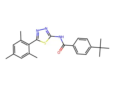 4-tert-butyl-N-[5-(2,4,6-trimethylphenyl)-1,3,4-thiadiazol-2-yl]benzamide structure
