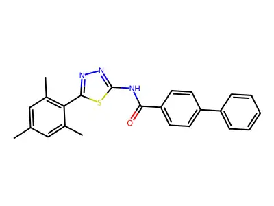 N-(5-mesityl-1,3,4-thiadiazol-2-yl)-[1,1'-biphenyl]-4-carboxamide structure