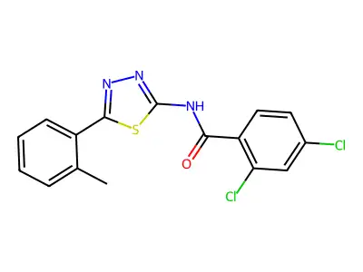 2,4-dichloro-N-[5-(2-methylphenyl)-1,3,4-thiadiazol-2-yl]benzamide structure
