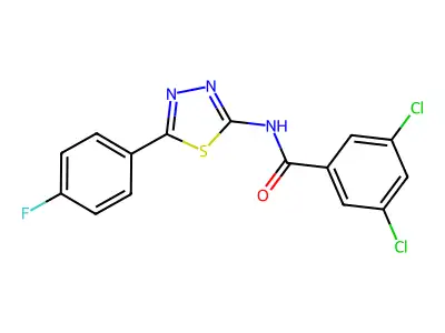 3,5-dichloro-N-[5-(4-fluorophenyl)-1,3,4-thiadiazol-2-yl]benzamide structure
