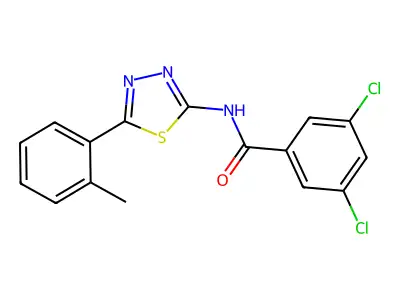3,5-dichloro-N-[5-(2-methylphenyl)-1,3,4-thiadiazol-2-yl]benzamide structure