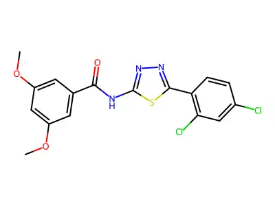 N-[5-(2,4-dichlorophenyl)-1,3,4-thiadiazol-2-yl]-3,5-dimethoxybenzamide structure