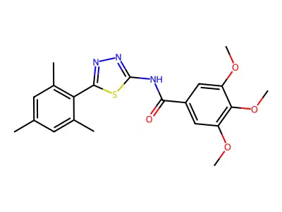 N-(5-mesityl-1,3,4-thiadiazol-2-yl)-3,4,5-trimethoxybenzamide structure