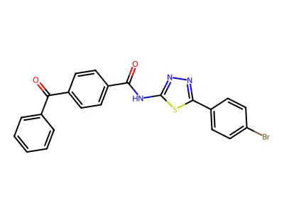 4-benzoyl-N-[5-(4-bromophenyl)-1,3,4-thiadiazol-2-yl]benzamide structure