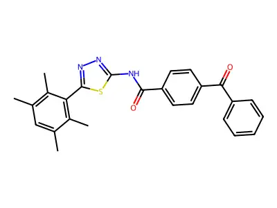 4-benzoyl-N-[5-(2,3,5,6-tetramethylphenyl)-1,3,4-thiadiazol-2-yl]benzamide structure