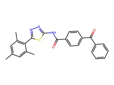 4-benzoyl-N-[5-(2,4,6-trimethylphenyl)-1,3,4-thiadiazol-2-yl]benzamide structure
