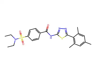 4-(diethylsulfamoyl)-N-[5-(2,4,6-trimethylphenyl)-1,3,4-thiadiazol-2-yl]benzamide structure