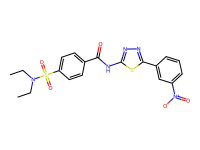 4-(diethylsulfamoyl)-N-[5-(3-nitrophenyl)-1,3,4-thiadiazol-2-yl]benzamide structure