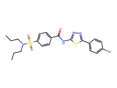 N-[5-(4-bromophenyl)-1,3,4-thiadiazol-2-yl]-4-(dipropylsulfamoyl)benzamide structure