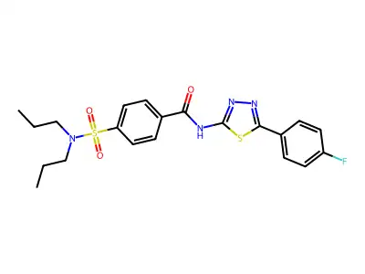 4-(dipropylsulfamoyl)-N-[5-(4-fluorophenyl)-1,3,4-thiadiazol-2-yl]benzamide structure
