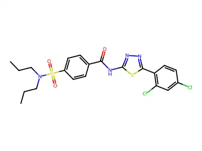N-[5-(2,4-dichlorophenyl)-1,3,4-thiadiazol-2-yl]-4-(dipropylsulfamoyl)benzamide structure