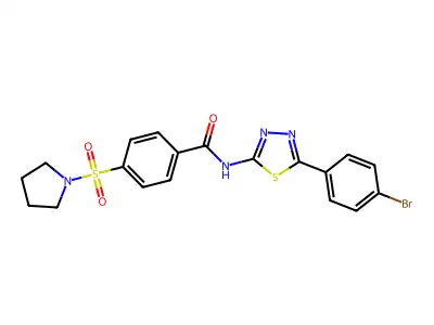 N-[5-(4-bromophenyl)-1,3,4-thiadiazol-2-yl]-4-pyrrolidin-1-ylsulfonylbenzamide structure