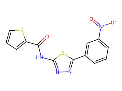 N-(5-(3-nitrophenyl)-1,3,4-thiadiazol-2-yl)thiophene-2-carboxamide structure