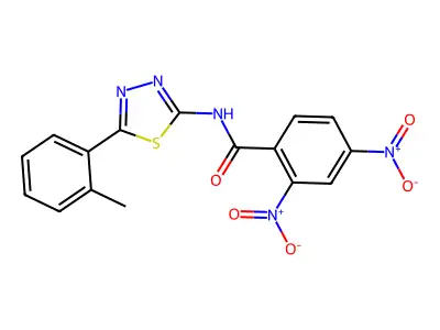 N-[5-(2-methylphenyl)-1,3,4-thiadiazol-2-yl]-2,4-dinitrobenzamide structure