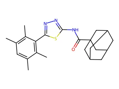 N-[5-(2,3,5,6-tetramethylphenyl)-1,3,4-thiadiazol-2-yl]adamantane-1-carboxamide structure