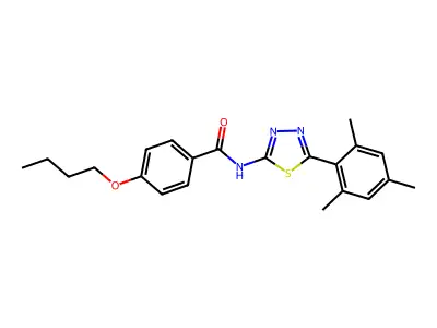 4-butoxy-N-[5-(2,4,6-trimethylphenyl)-1,3,4-thiadiazol-2-yl]benzamide structure
