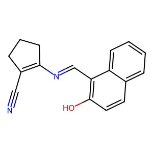 (E)-2-(((2-hydroxynaphthalen-1-yl)methylene)amino)cyclopent-1-enecarbonitrile structure