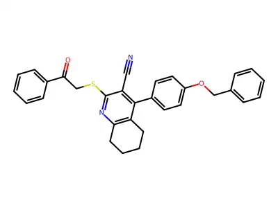 2-phenacylsulfanyl-4-(4-phenylmethoxyphenyl)-5,6,7,8-tetrahydroquinoline-3-carbonitrile structure
