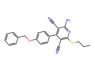 2-Amino-4-(4-(benzyloxy)phenyl)-6-(propylthio)pyridine-3,5-dicarbonitrile structure