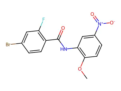4-bromo-2-fluoro-N-(2-methoxy-5-nitrophenyl)benzamide structure