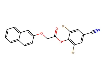 2,6-Dibromo-4-cyanophenyl 2-(naphthalen-2-yloxy)acetate structure