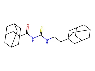 N-[2-(1-adamantyl)ethylcarbamothioyl]adamantane-1-carboxamide structure