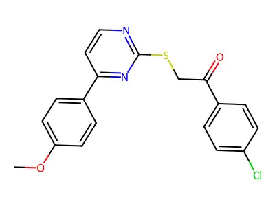1-(4-Chlorophenyl)-2-((4-(4-methoxyphenyl)pyrimidin-2-yl)thio)ethanone structure