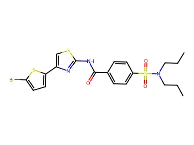 N-[4-(5-bromothiophen-2-yl)-1,3-thiazol-2-yl]-4-(dipropylsulfamoyl)benzamide structure