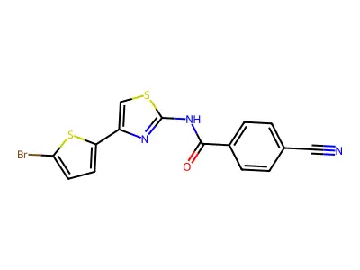 N-[4-(5-bromothiophen-2-yl)-1,3-thiazol-2-yl]-4-cyanobenzamide structure