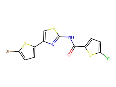 N-[4-(5-bromothiophen-2-yl)-1,3-thiazol-2-yl]-5-chlorothiophene-2-carboxamide structure