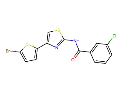 N-[4-(5-bromothiophen-2-yl)-1,3-thiazol-2-yl]-3-chlorobenzamide structure