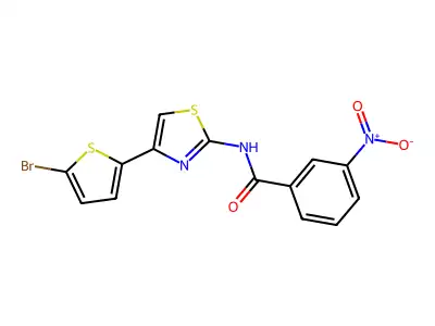 N-[4-(5-bromothiophen-2-yl)-1,3-thiazol-2-yl]-3-nitrobenzamide structure