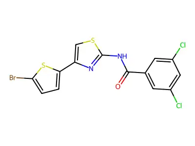 N-[4-(5-bromothiophen-2-yl)-1,3-thiazol-2-yl]-3,5-dichlorobenzamide structure
