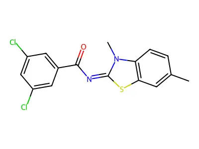 (E)-3,5-dichloro-N-(3,6-dimethylbenzo[d]thiazol-2(3H)-ylidene)benzamide structure
