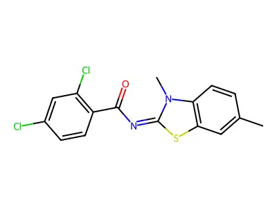 2,4-dichloro-N-(3,6-dimethyl-1,3-benzothiazol-2-ylidene)benzamide structure