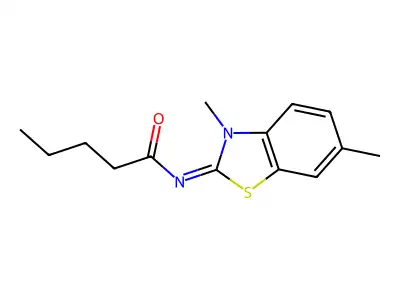 (E)-N-(3,6-dimethylbenzo[d]thiazol-2(3H)-ylidene)pentanamide structure