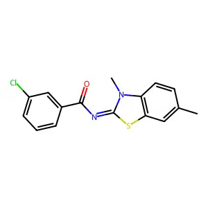 3-chloro-N-(3,6-dimethyl-1,3-benzothiazol-2-ylidene)benzamide structure