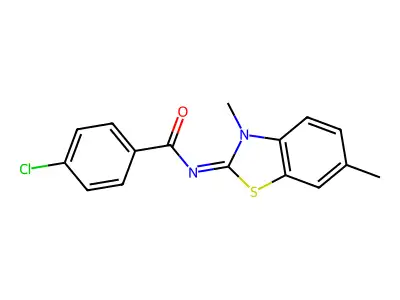 4-chloro-N-(3,6-dimethyl-1,3-benzothiazol-2-ylidene)benzamide structure
